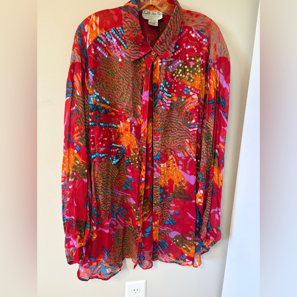 Vintage 2piece Skirt and Blouse set from Judith Ann Plus 3X art 90s set